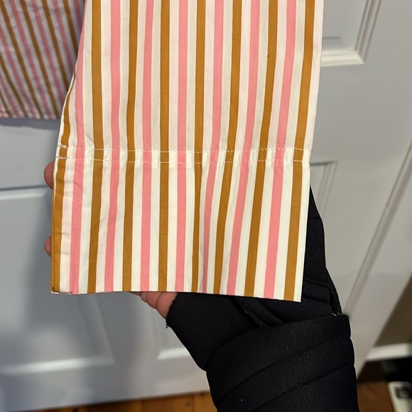 SALE! J Crew NWT Sz 2 Women's Funnel-Neck Drop Hem Striped Pink Brown White Top - Picture 7 of 17